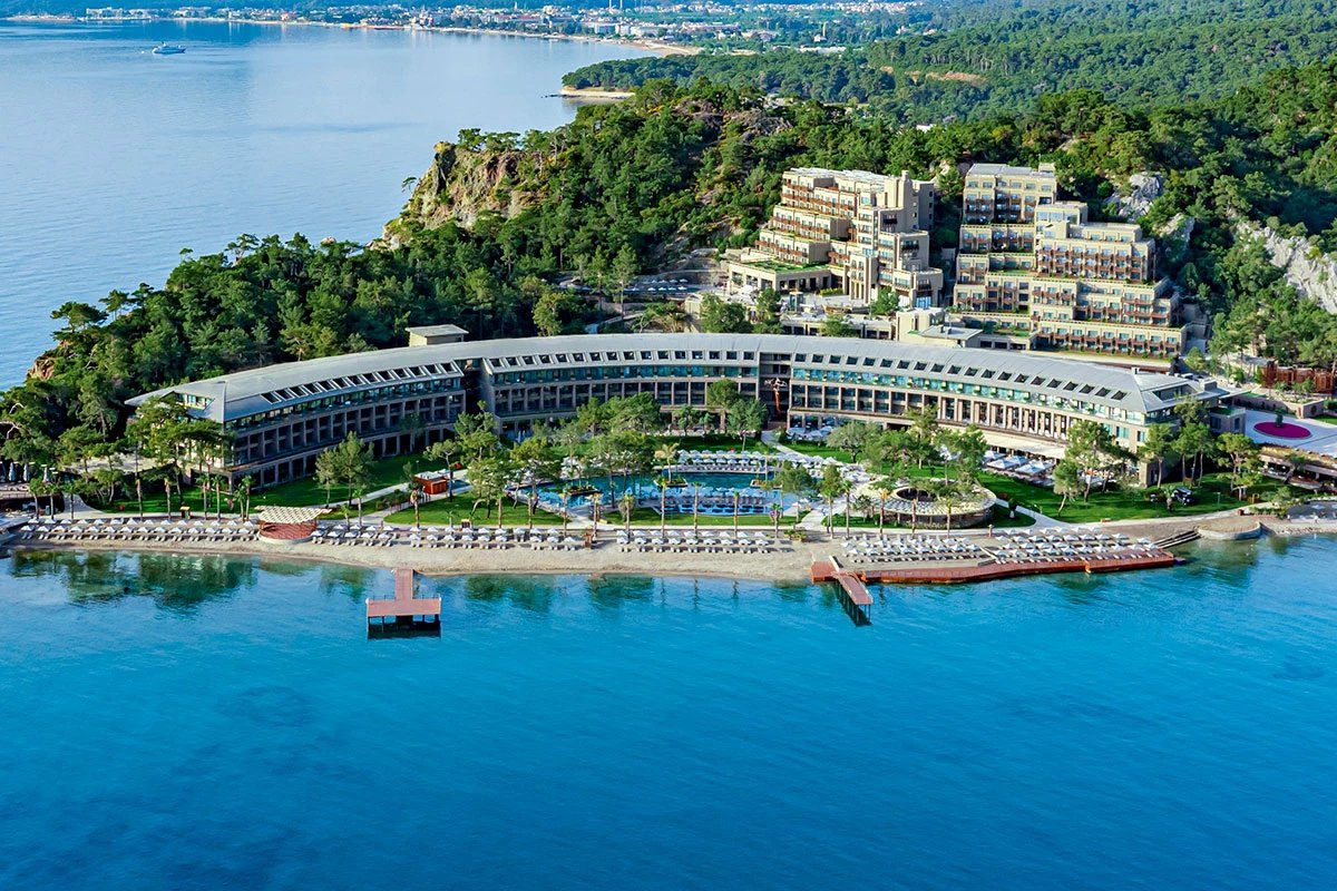 NG Phaselis Bay — aerial view of the resort on the Phaselis headland