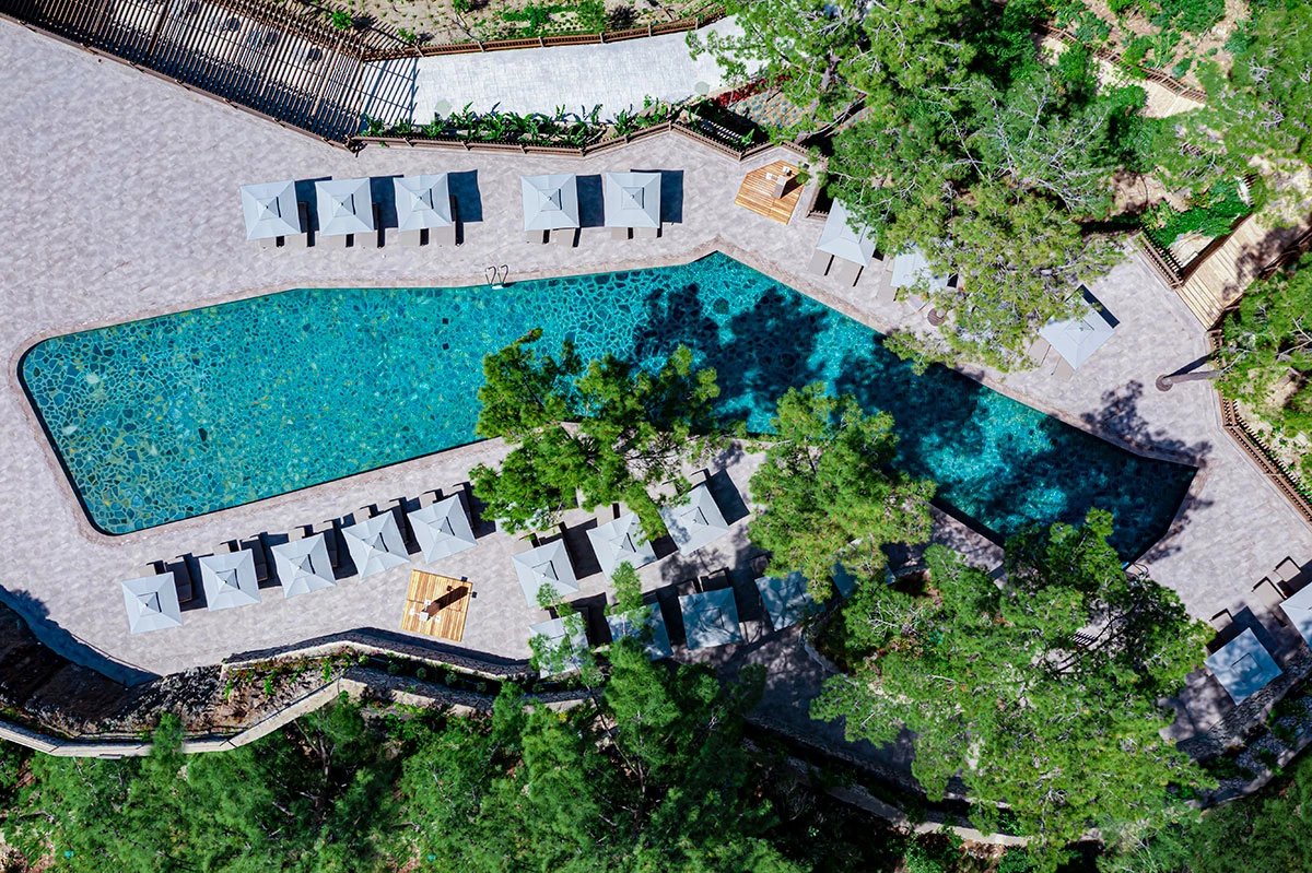 NG Phaselis Bay — adult pool, aerial view