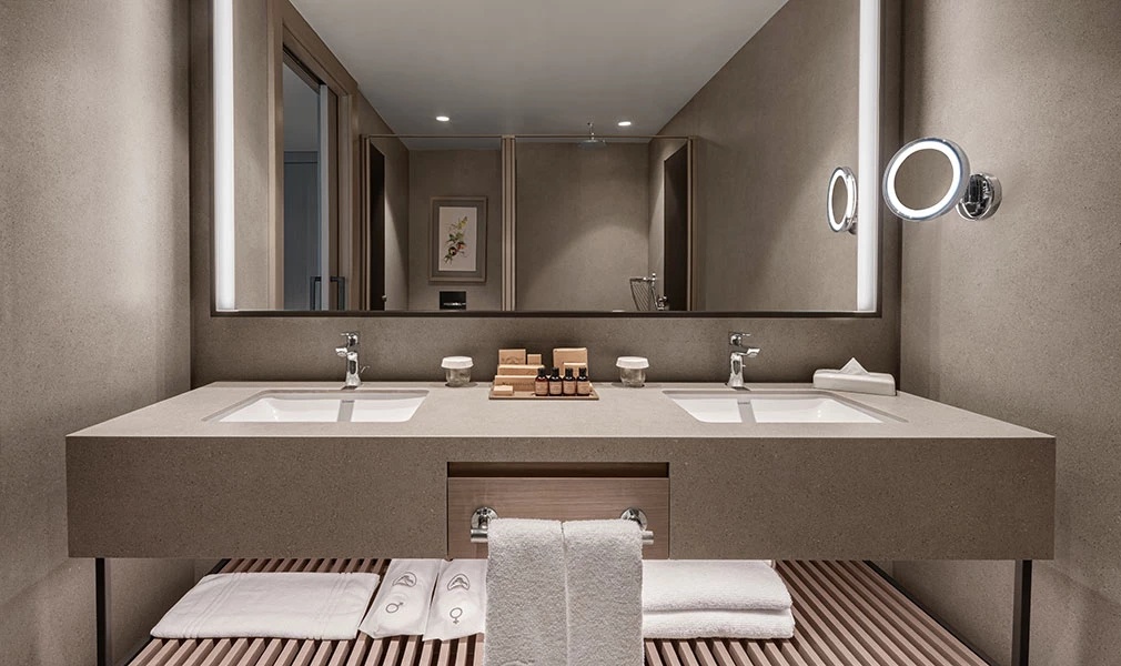 NG Phaselis Bay — guest bathroom, double vanity
